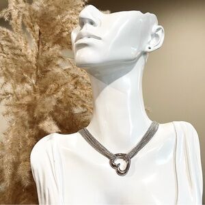 Genuine Silver Heart Pendant Choker